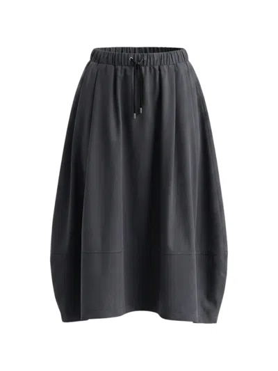 Gran Sasso Drawstring-waist Pleated Midi Skirt In Black