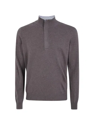 Gran Sasso Elbow-patch Quarter-zip Sweater In Black