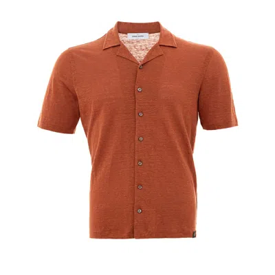 Gran Sasso Elegant Linen Men's Shirt For Sophisticated Men's Style In Brown