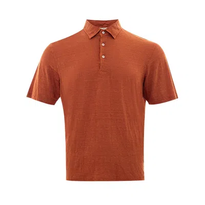 Gran Sasso Elegant Linen Polo For The Discerning Men's Gentleman In Brown