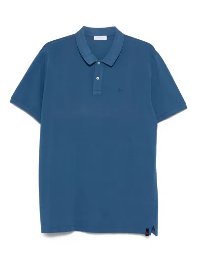 Gran Sasso Embroidered Cotton Polo Shirt In Blue