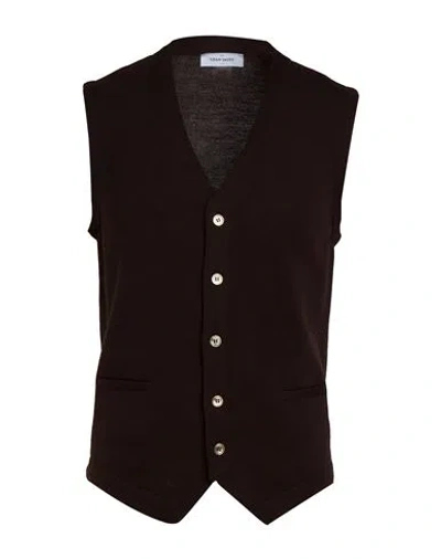 Gran Sasso Extrafine Merinos Man Cardigan Dark Brown Size 44 Virgin Wool