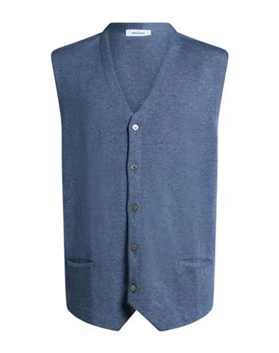 Gran Sasso Extrafine Merinos Man Cardigan Slate Blue Size 50 Virgin Wool