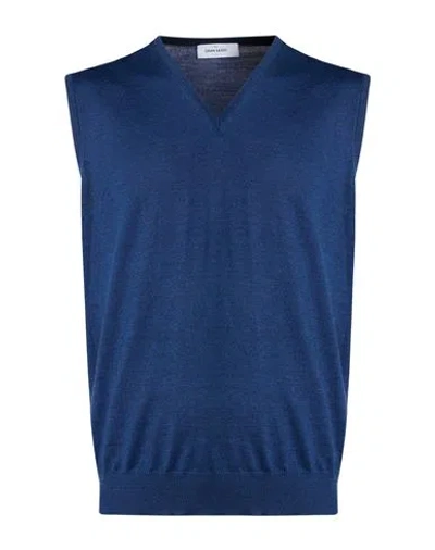 Gran Sasso Extrafine Merinos Man Sweater Blue Size 44 Virgin Wool