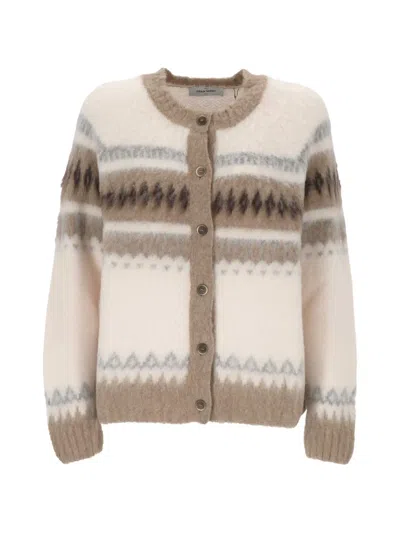 Gran Sasso Fair Isle Brushed-effect Cardigan In Brown