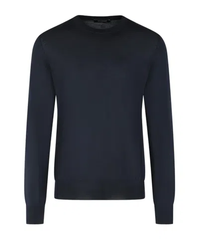 Gran Sasso Fine Knit Crew Neck Knitted Sweater In Blue