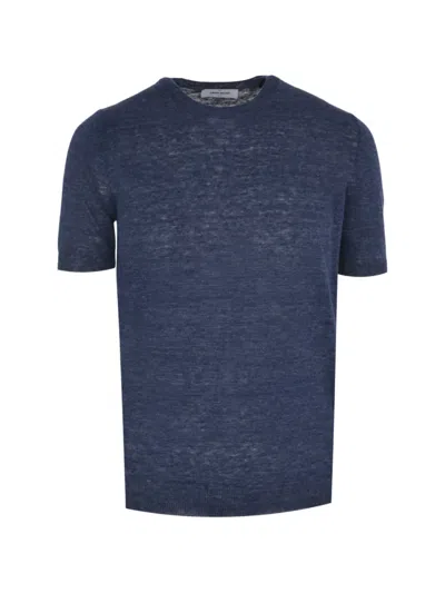 Gran Sasso Fine-knit Short-sleeve T-shirt In Blue