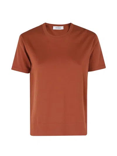 Gran Sasso Fine-knit Short-sleeve T-shirt In Brown