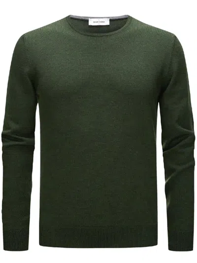 Gran Sasso Fitted Crew Neck Sweater With Fine Knit Texture In Green