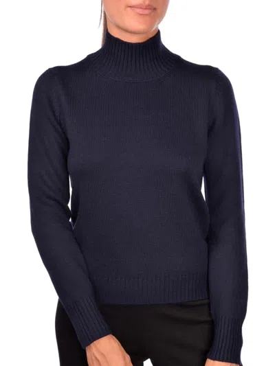 Gran Sasso Fitted Wool Sweater With High Mock Neck In Blue