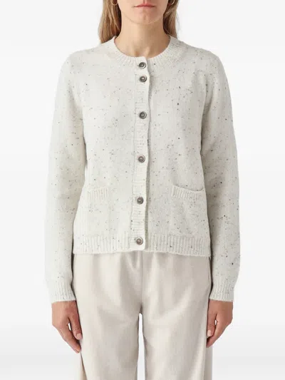 Gran Sasso Flecked Button-up Cardigan In White