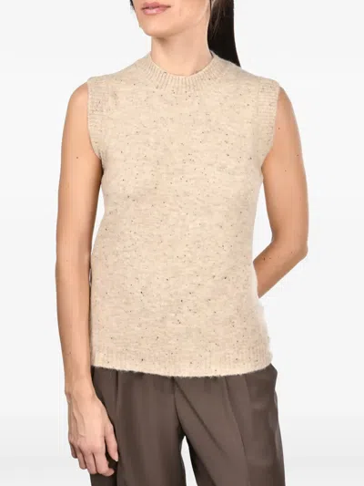 Gran Sasso Flecked-knit Sleeveless Top In Neutral