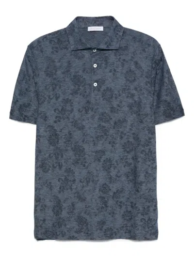 Gran Sasso Floral-pattern Polo Shirt In Gray