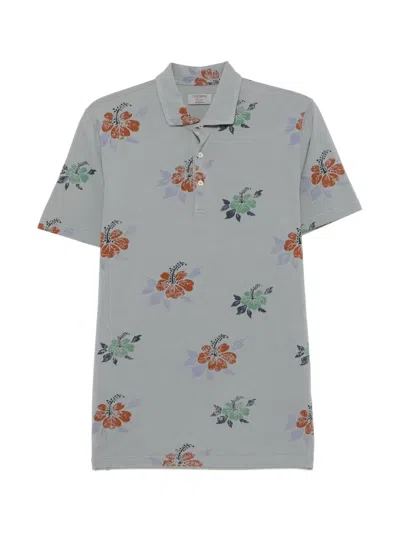 Gran Sasso Floral-print Polo Shirt In Gray