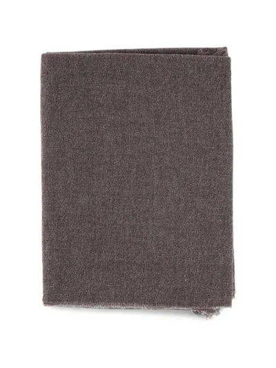 Gran Sasso Fringed Metallic-thread Scarf In Brown