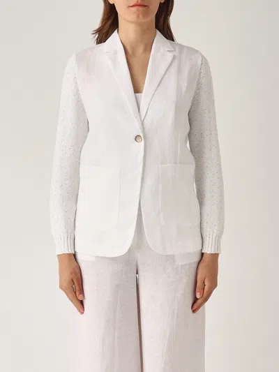 Gran Sasso Giacca In Maglia Jacket In White
