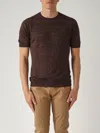 Gran Sasso Girocollo M/c Malfile Con Balza T-shirt In Burgundy