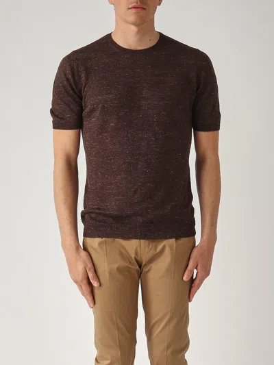 Gran Sasso Girocollo M/c Malfile Con Balza T-shirt In Moro