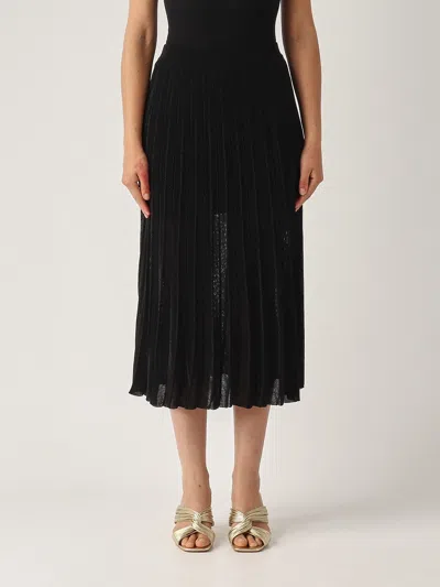 Gran Sasso Gonna Plisse Lurex Skirt In Black