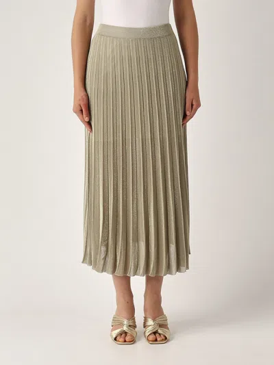 Gran Sasso Gonna Plisse Lurex Skirt In Green