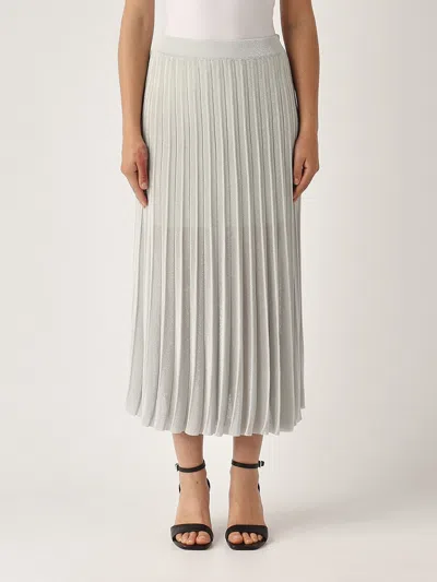 Gran Sasso Gonna Plisse Lurex Skirt In Gray