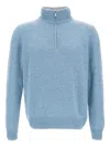 Gran Sasso Half-zip Fine-knit Jumper In Blue