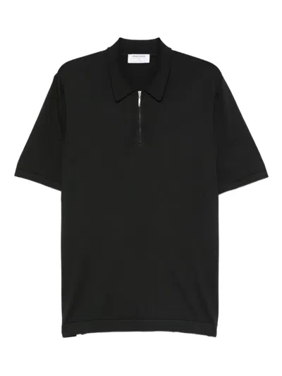 Gran Sasso Half-zip Polo Shirt In Black