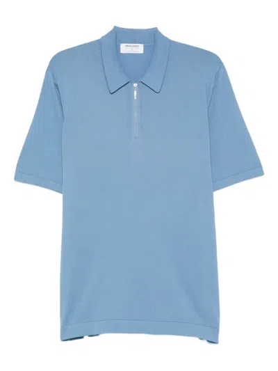 Gran Sasso Half-zip Polo Shirt In Blue