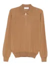 Gran Sasso Half-zip Polo Sweater In Brown