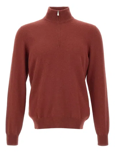 Gran Sasso Long-sleeved Turtleneck Sweater In Brown
