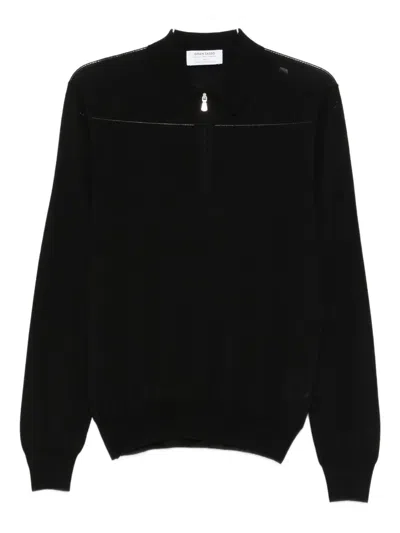 Gran Sasso Half-zip Wool Sweater In Black