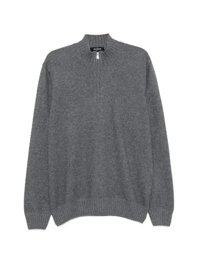 Gran Sasso Half-zip Knitted Sweater In Gray