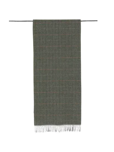 Gran Sasso Herringbone-check Scarf In Green