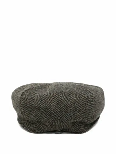 Gran Sasso Herringbone-pattern Cap In Gray
