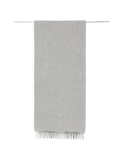 Gran Sasso Herringbone-pattern Fringed Scarf In Gray