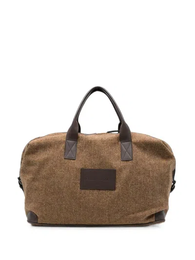 Gran Sasso Herringbone-weave Wool Tote Bag In Brown