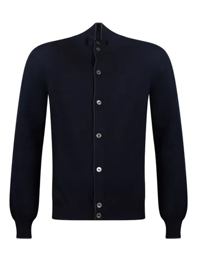 Gran Sasso High-neck Button Cardigan In Blue