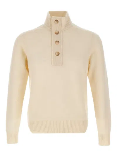 Gran Sasso High-neck Button Sweater In Neutral