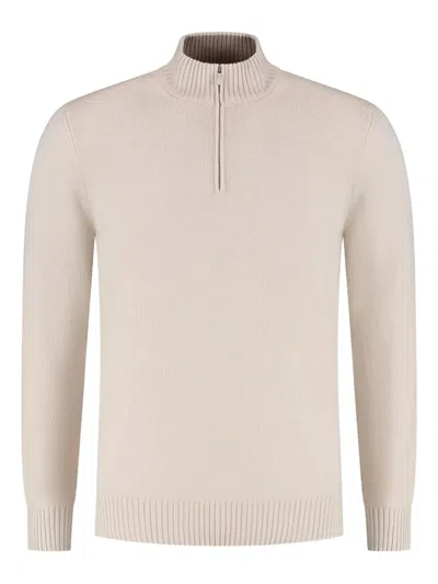 Gran Sasso High-neck Half-zip Sweater In Neutral
