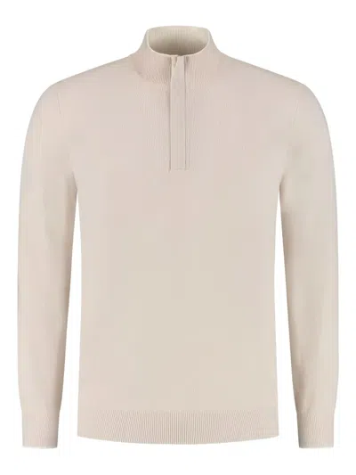 Gran Sasso High-neck Half-zip Sweater In Neutral