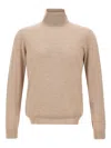 Gran Sasso High-neck Ribbed Sweater In Neutral