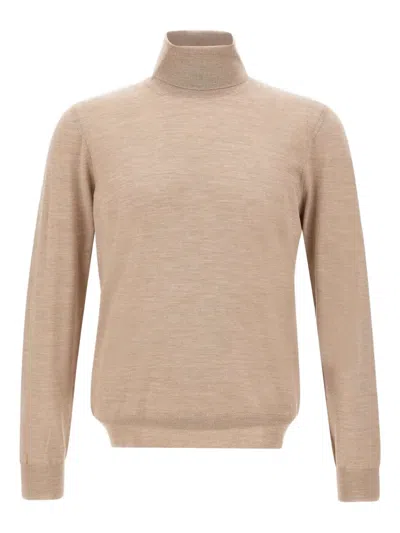 Gran Sasso High-neck Ribbed Sweater In Neutral