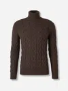 Gran Sasso Cable-knit Turtleneck Sweater In Brown