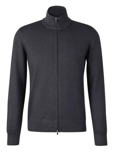 Gran Sasso High-neck Zip-front Cardigan In Blue