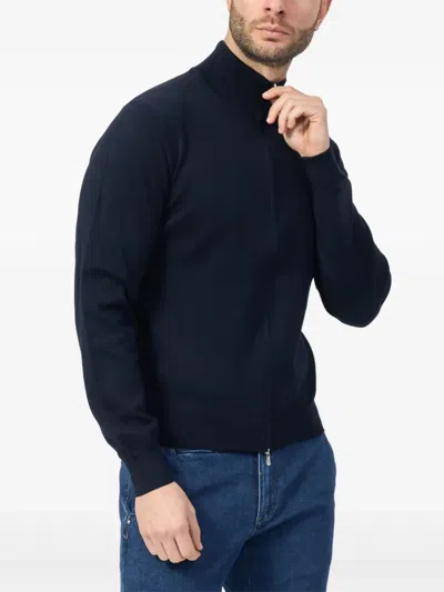 Gran Sasso High-neck Zip-up Cardigan In Blue