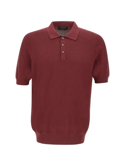 Gran Sasso Honeycomb Cotton Polo Shirt In Red