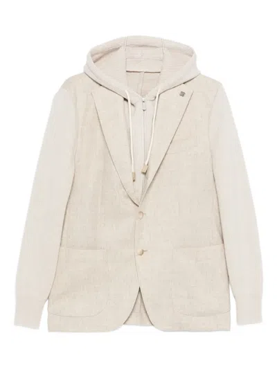 Gran Sasso Hooded Panelled Blazer In Neutral