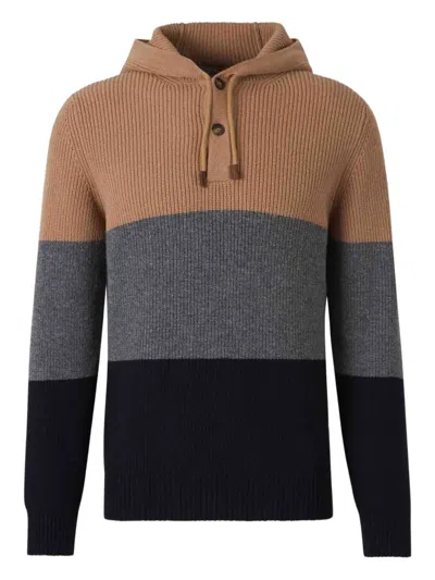 GRAN SASSO HOODED RIBBED WOOL SWEATER