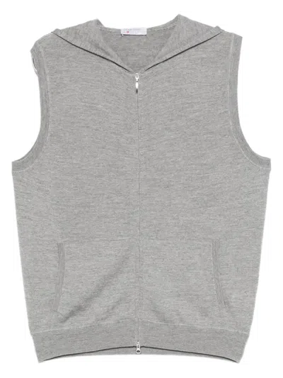 Gran Sasso Hooded Zip-front Cardigan In Gray