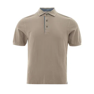 Gran Sasso Italian Cotton Polo Men's Shirt In Beige